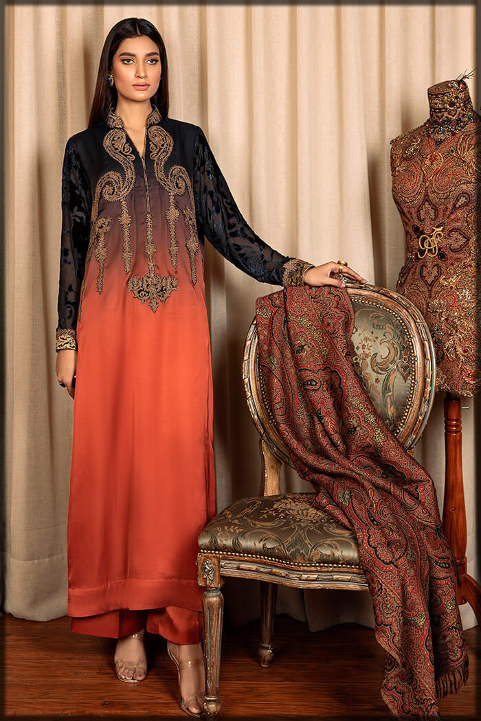 hot flamy black and orange dress
