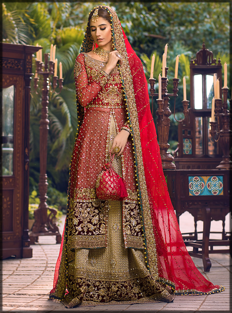 red and gold bridal dress