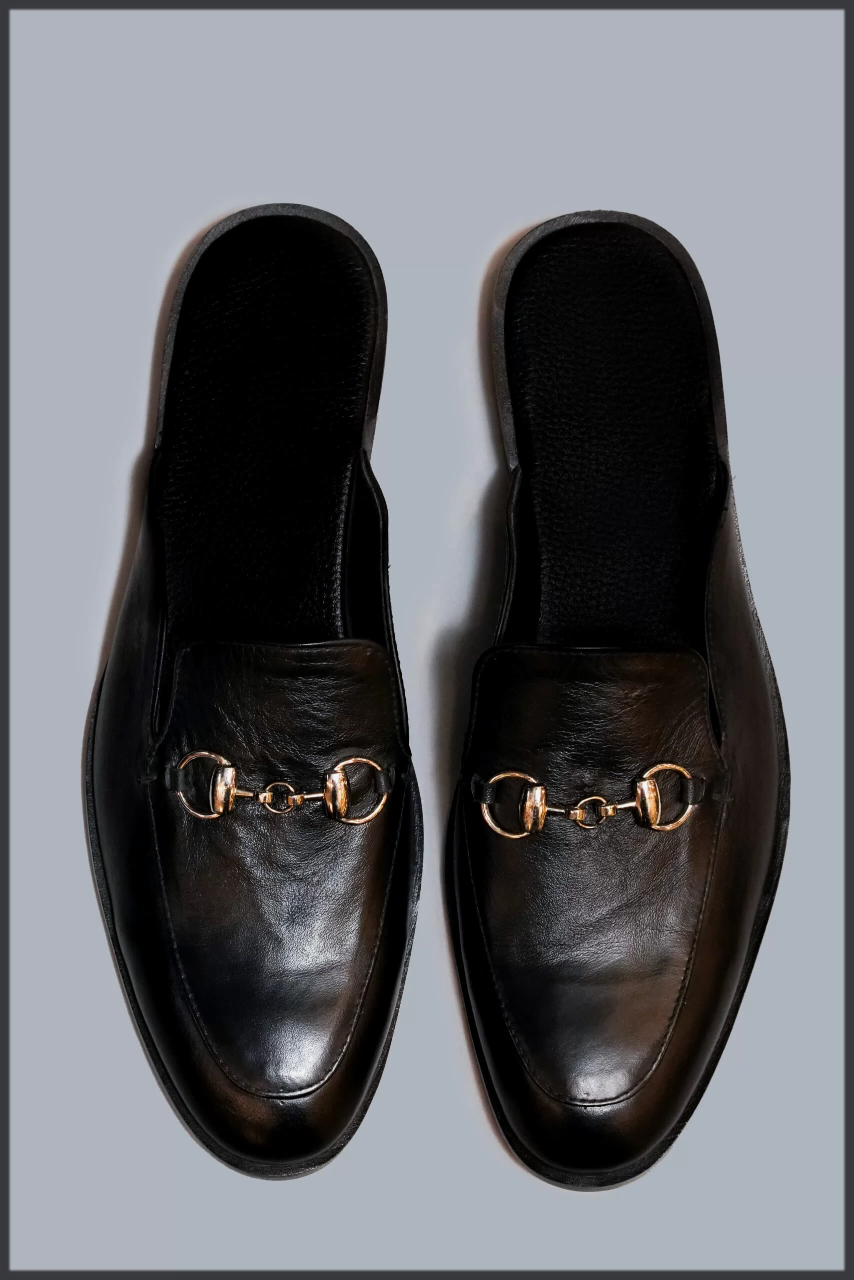 Black Open-Back Velvet Shoes for Men