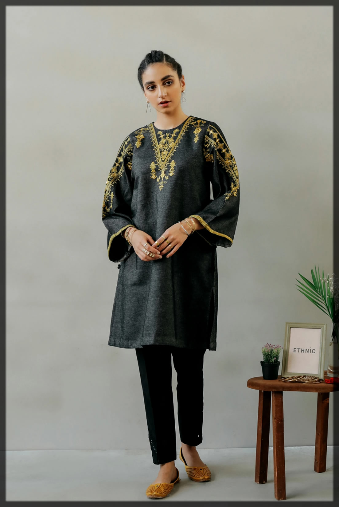 ethnic by outfitters Winter Embroidered Shirts