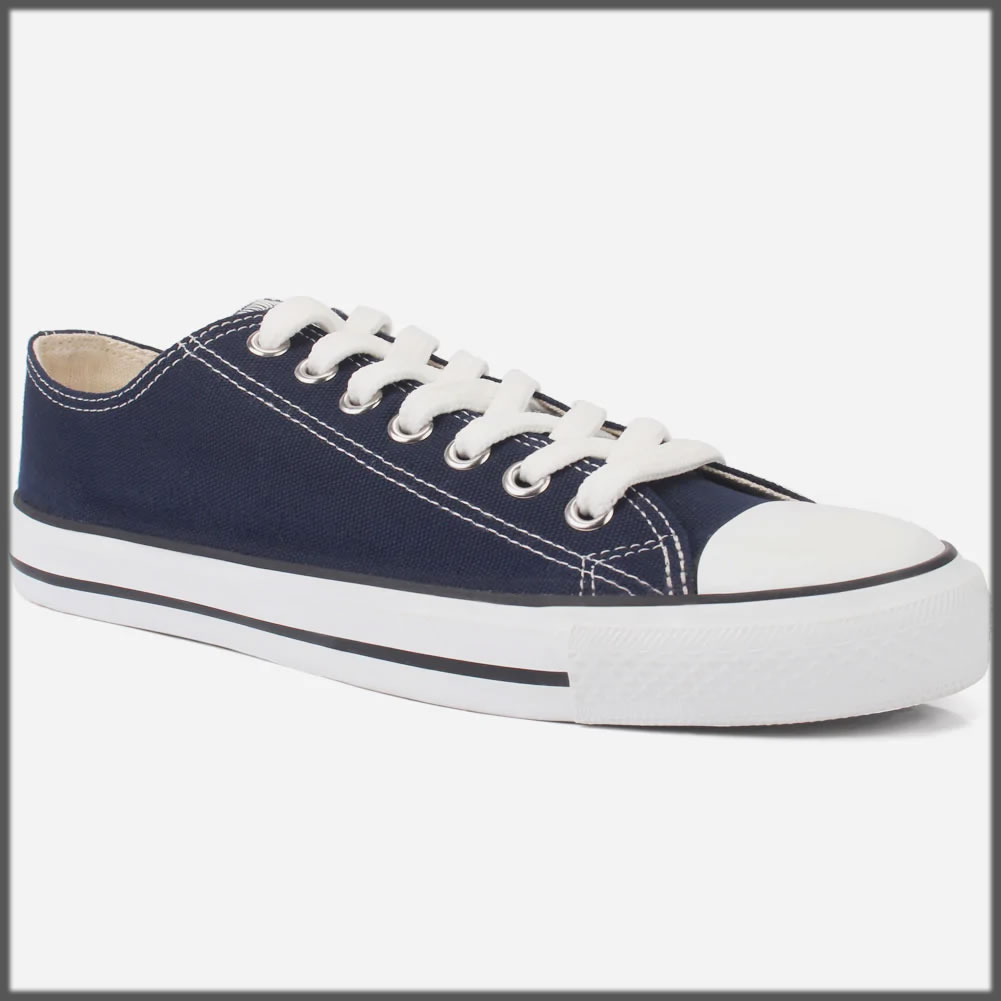 blue and white convas shoes