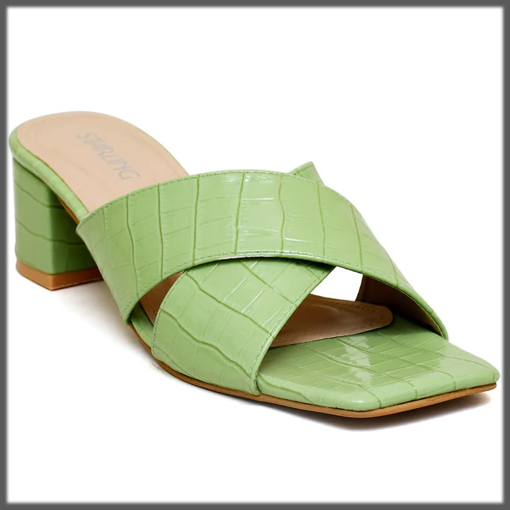 green evening wear shoe for ladies