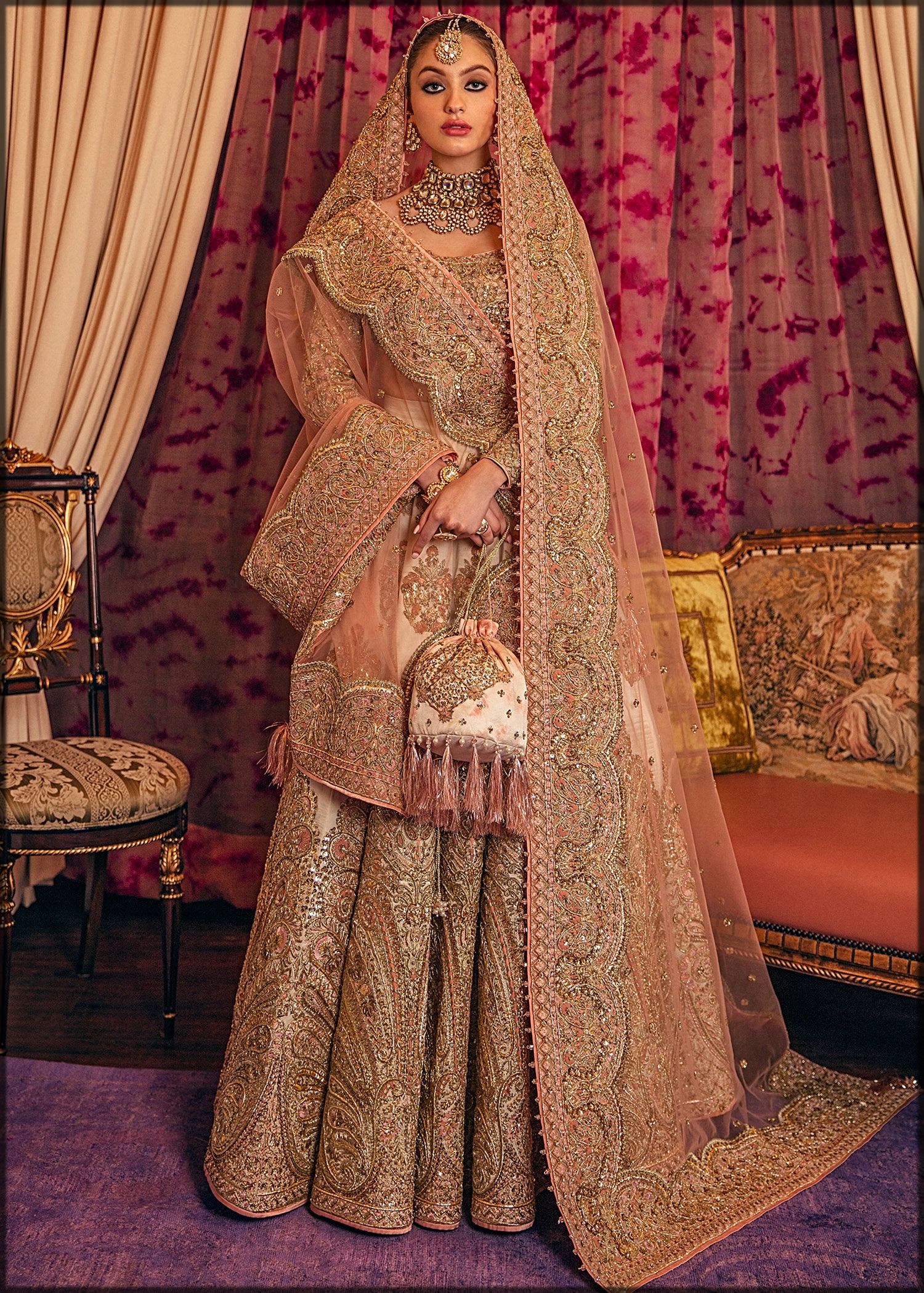 peach bridal collection by hussnain
