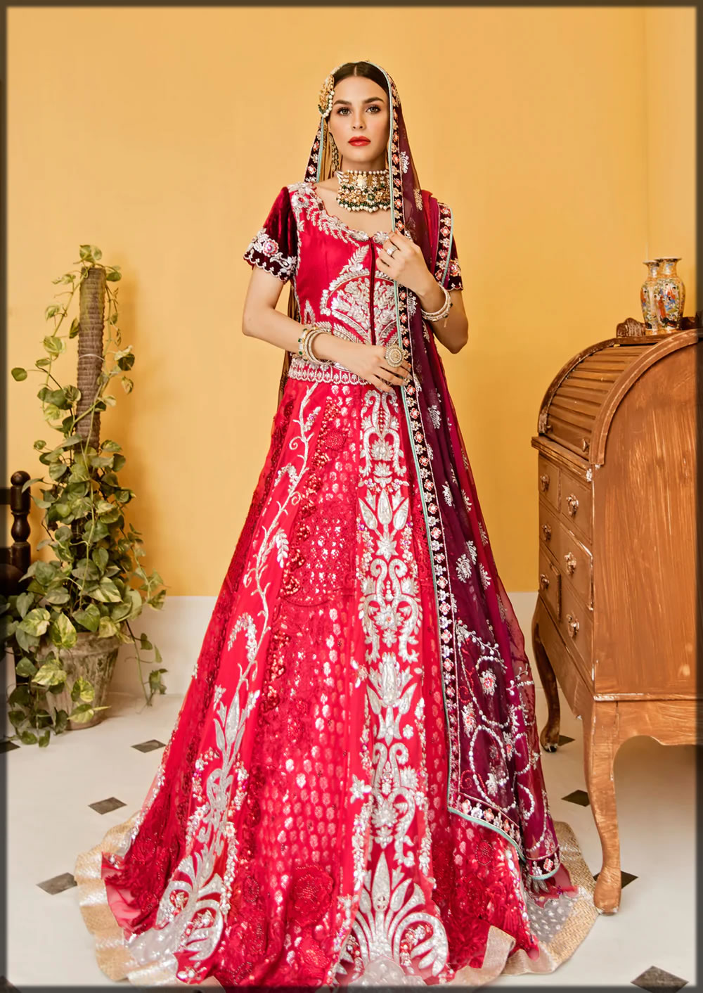 traditional red bridal dress