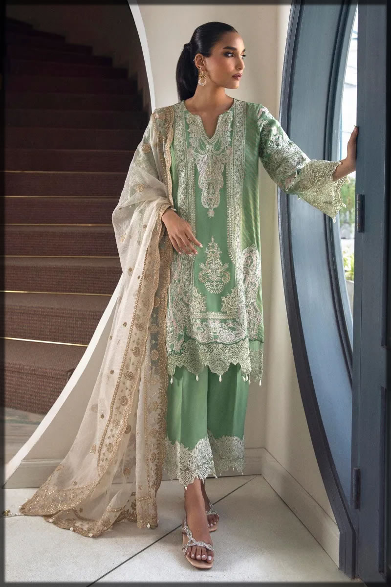 green shaded sana safinaz luxury pret collection
