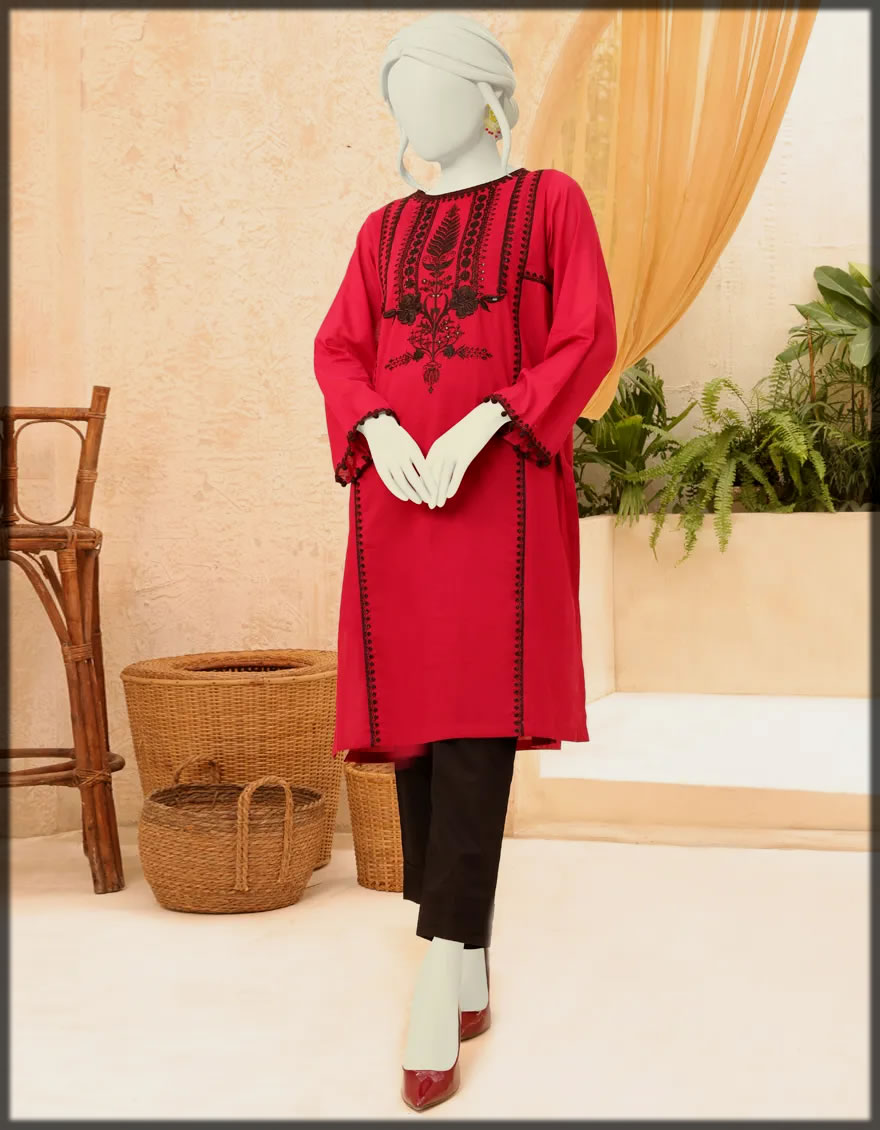 red and black summer lawn kurti