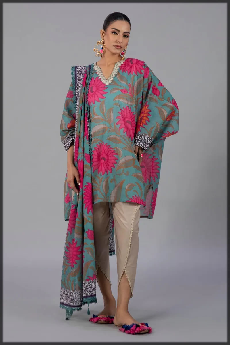 three piece printed lawn suit