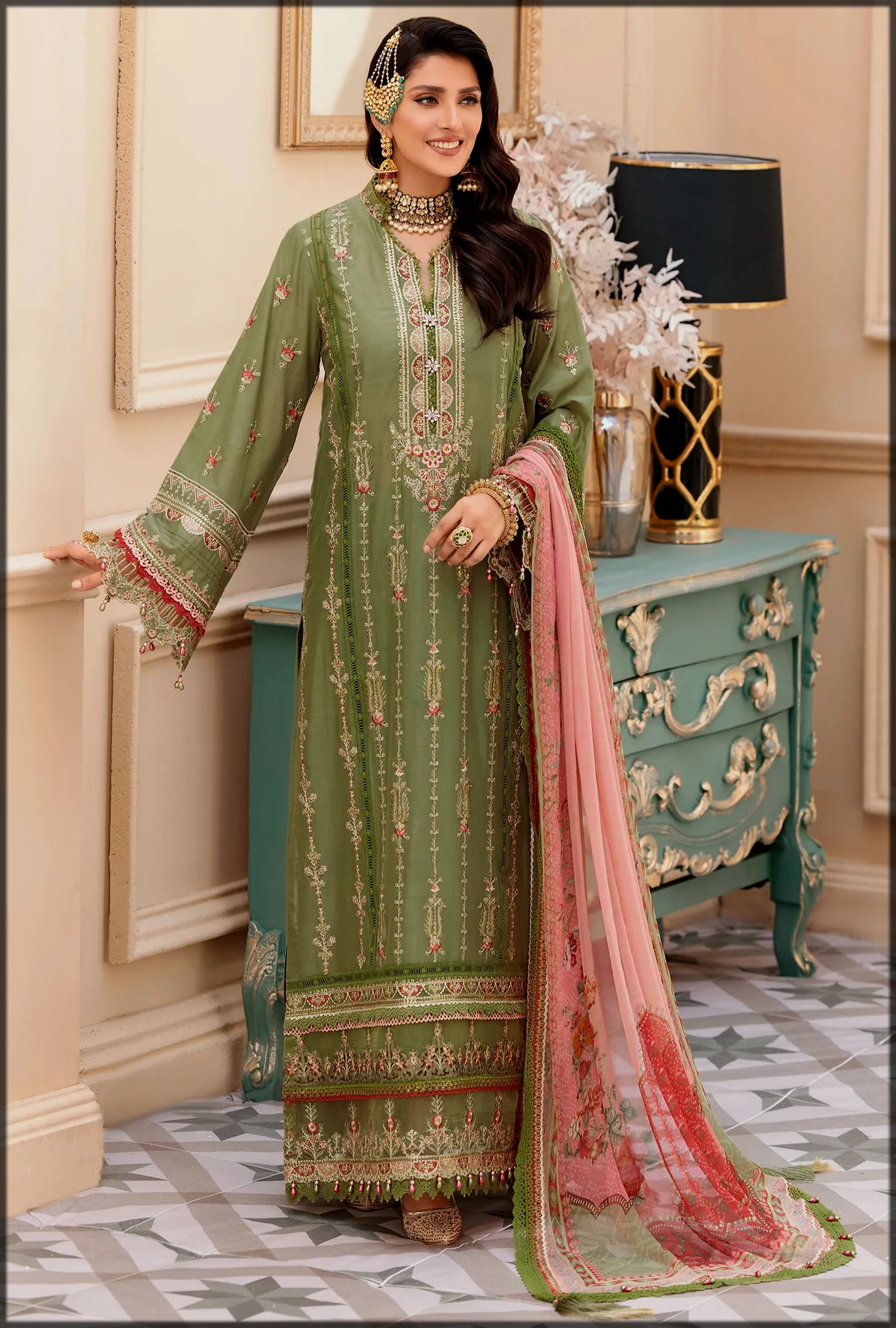 green shaded noor luxury lawn collection