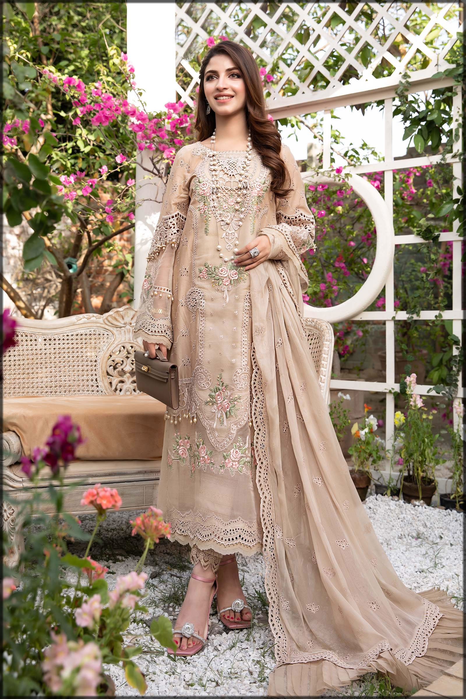 nude shaded summer lawn suit for ladies
