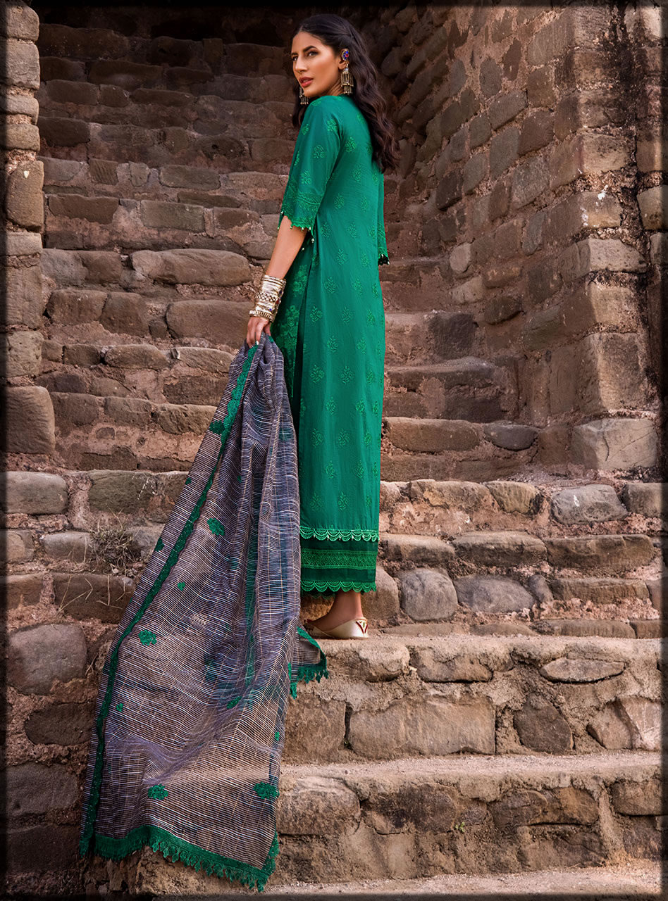 green summer lawn suit for women