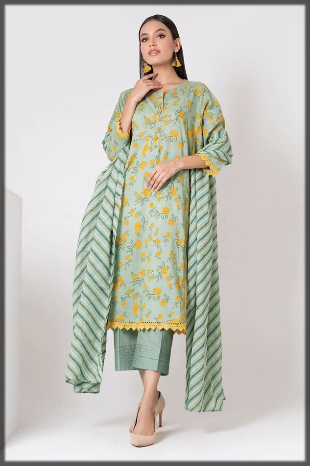 khaadi 3pc printed lawn suit for women