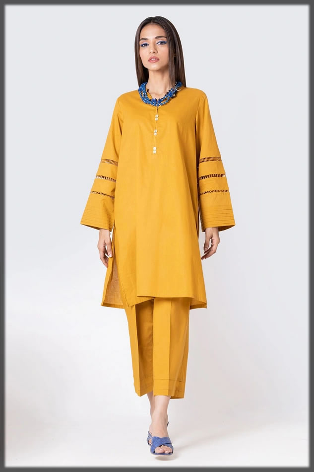 yellow summer kurta for women