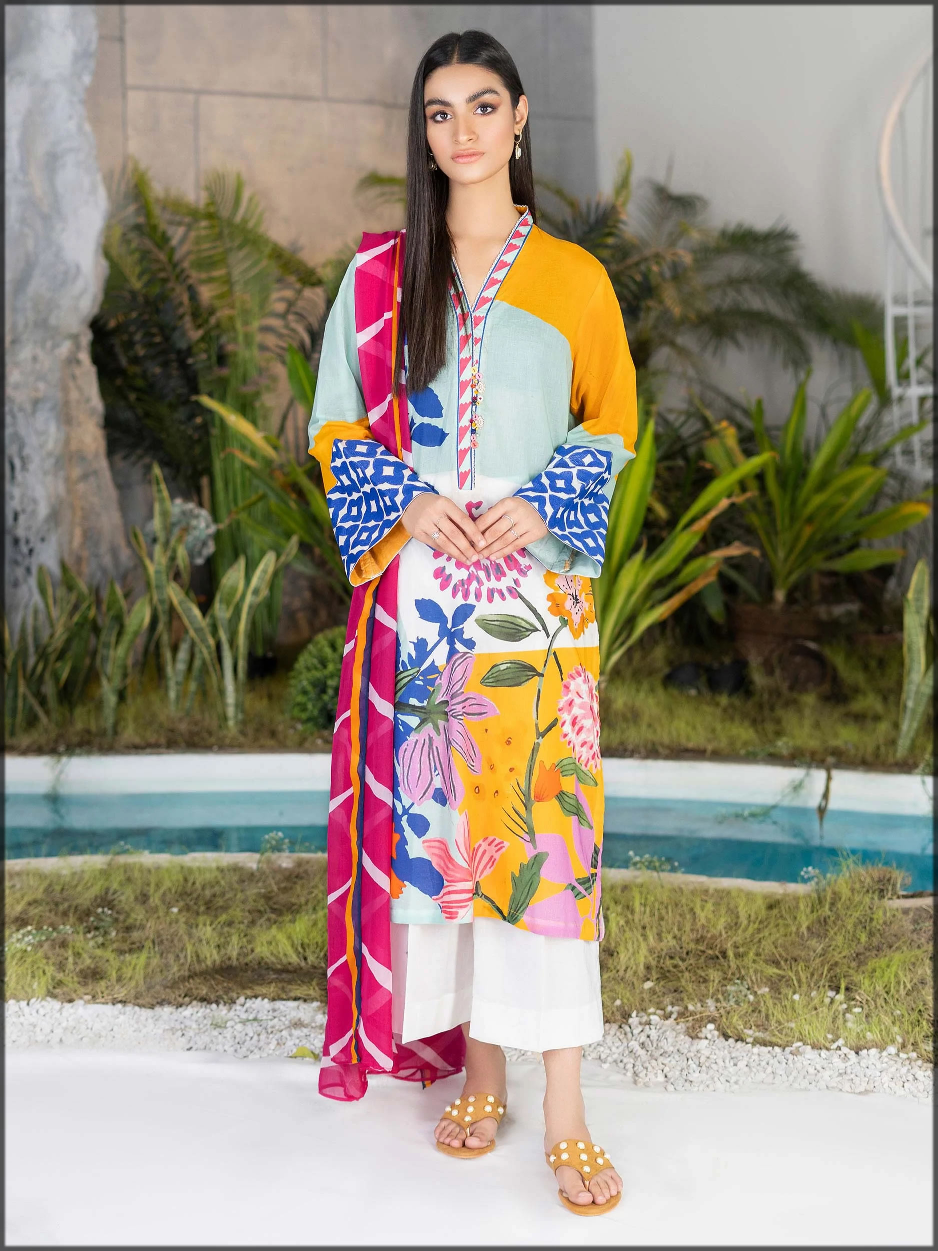 2pc embroidered lawnnsuit