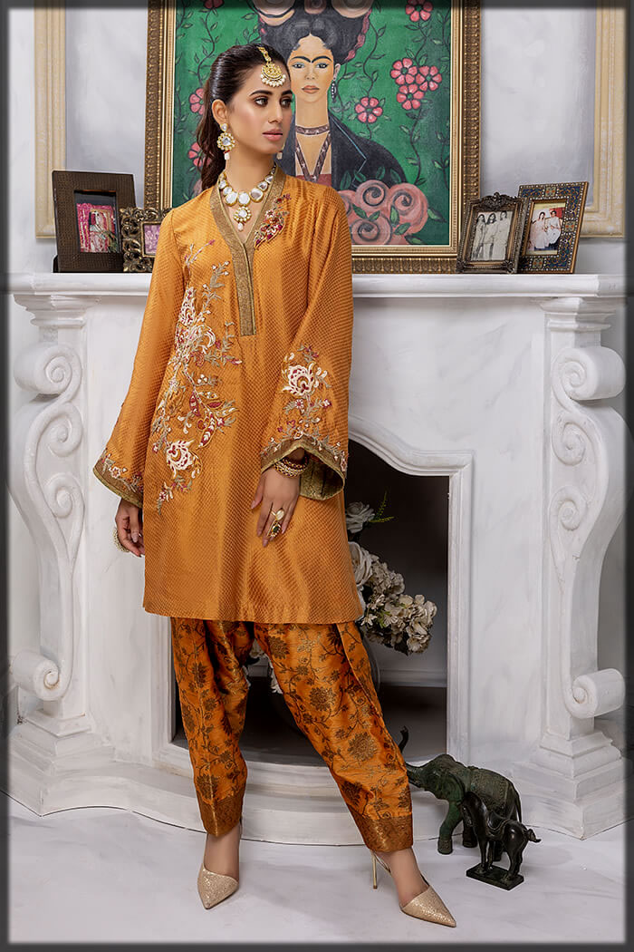 Rust Orange Nilofer Shahid Luxury Dresses for women