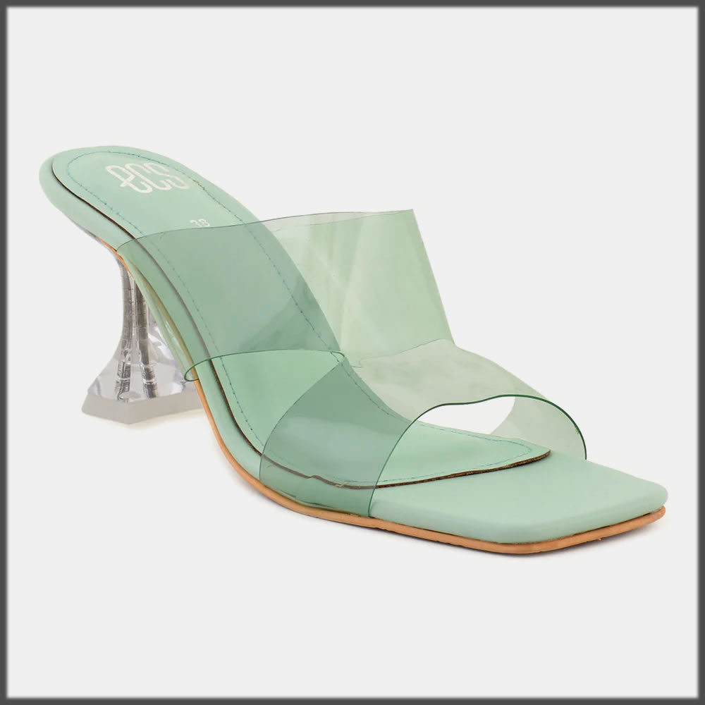 green high heel shoes by ecs