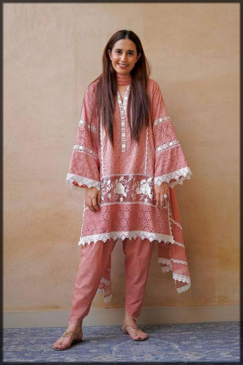 Blush Pink Schiffli Embroidered Outfit