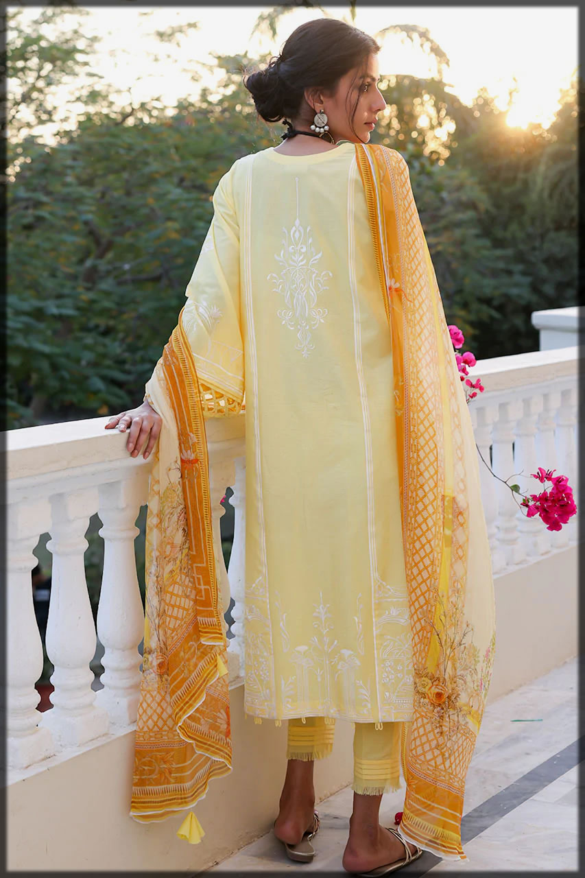 Sunshine Yellow Embroidered Lawn Outfit for women