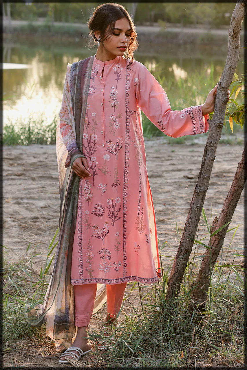latest Nida Azwer Luxury Lawn suit for girls