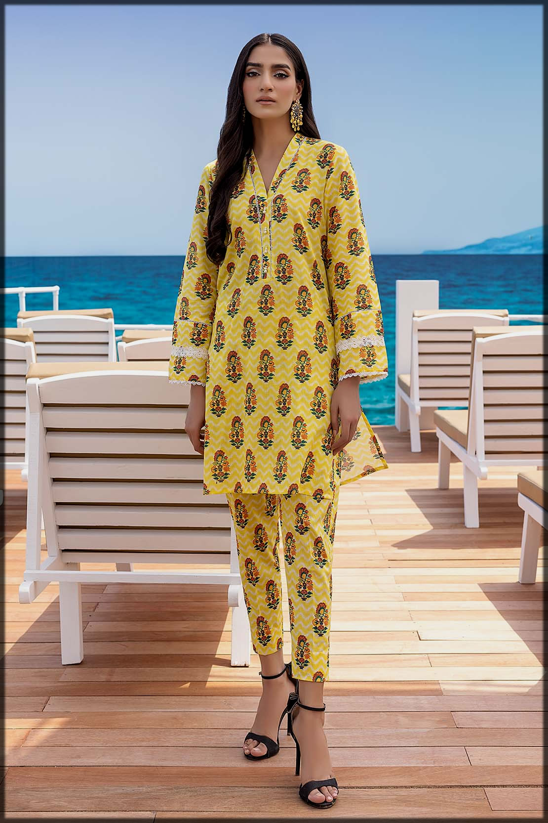 yellow summer lawn suit
