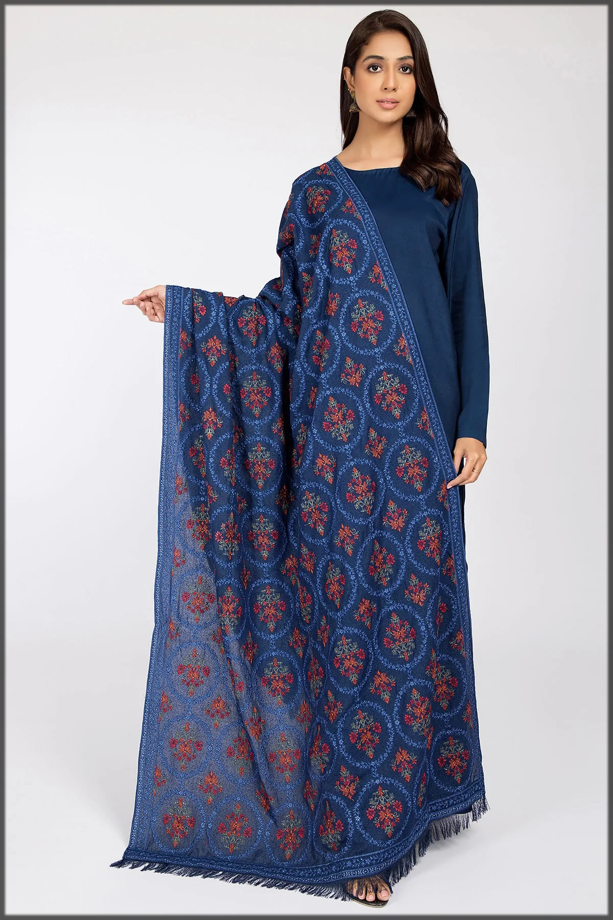 blue kayseria winter shawl collection
