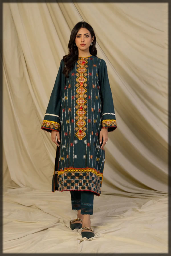 embroidered khaddar suit