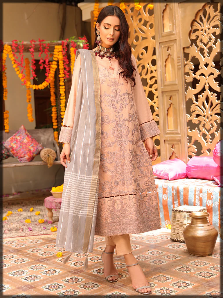 nude shaded winter festive suit