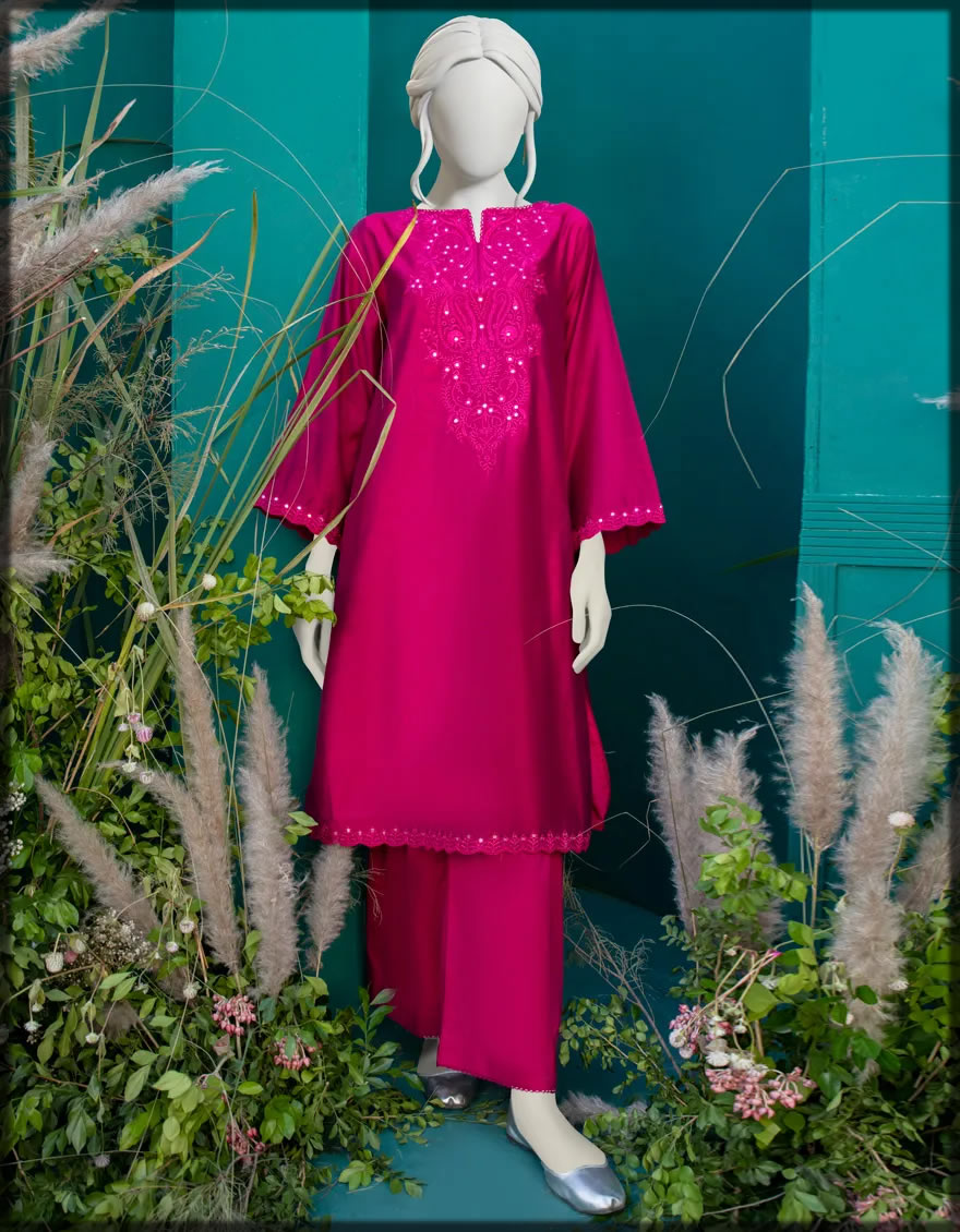 pink cotton 2pc winter suit