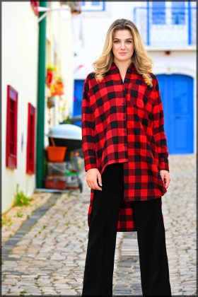 red and black winter shirt