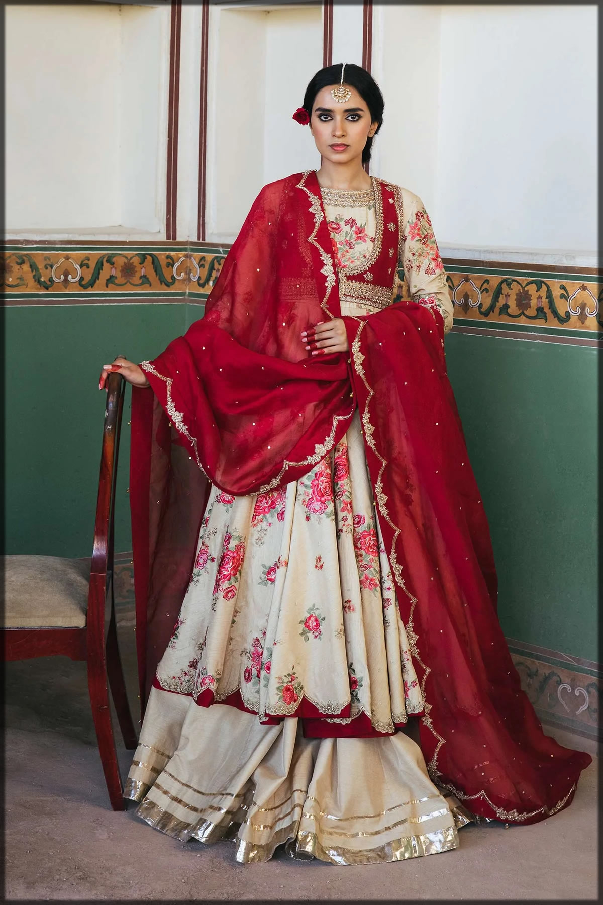 red and white winter dress