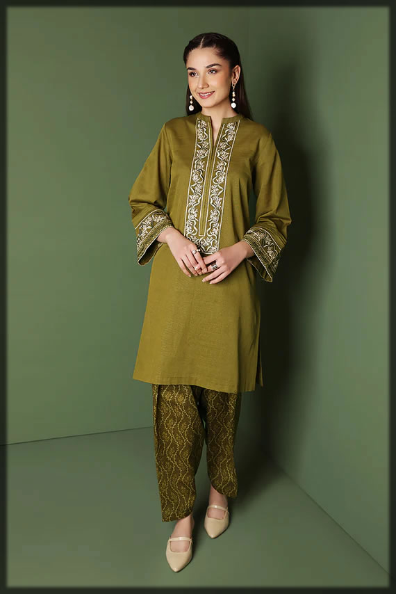 stunning two piece winter khaddar collection for women