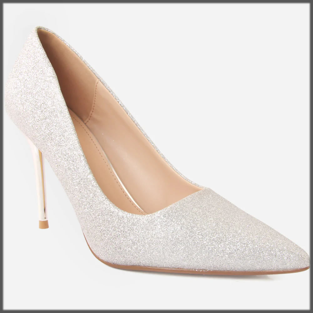 silver fancy shoes for women