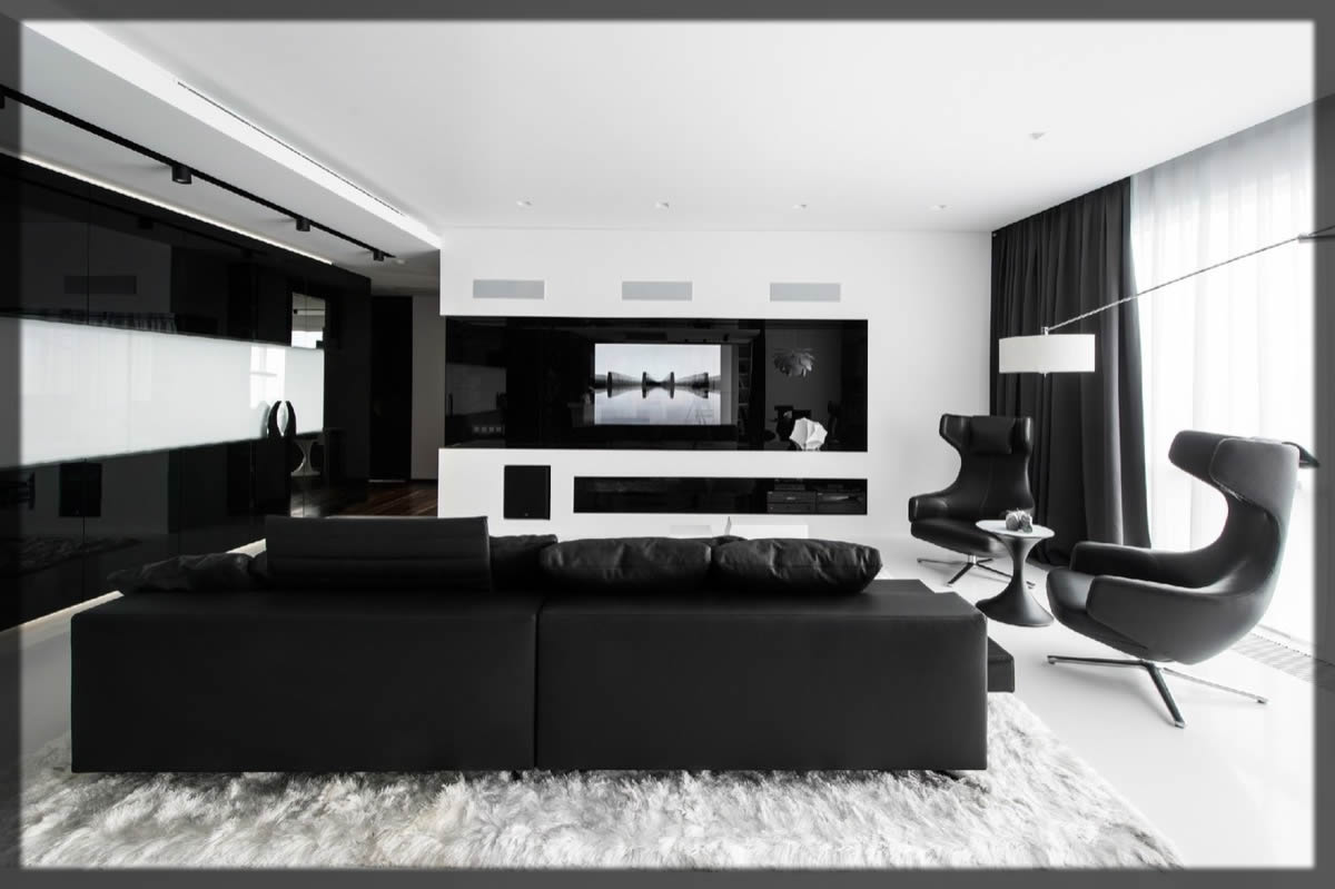 living room design and decor in black
