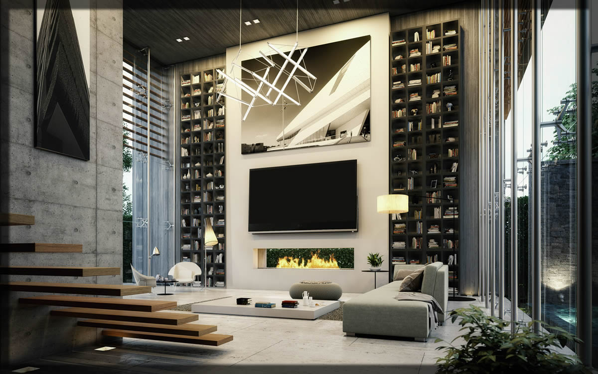 fireplace themed living room design