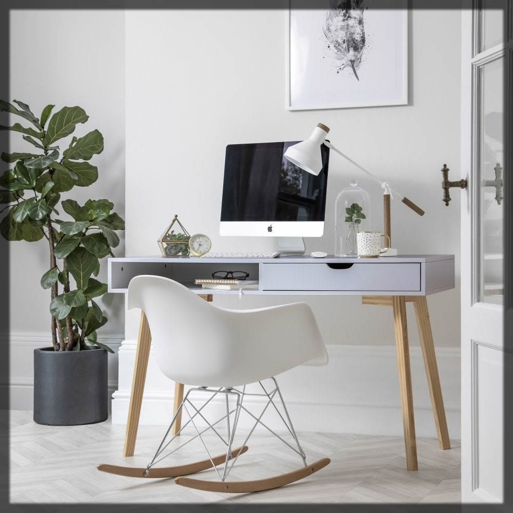 white sleek table for home office