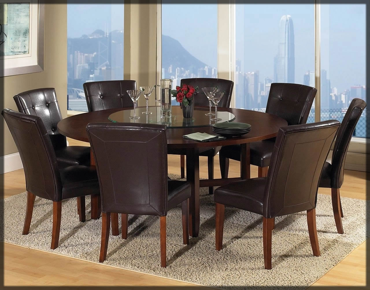 wooden round dining table