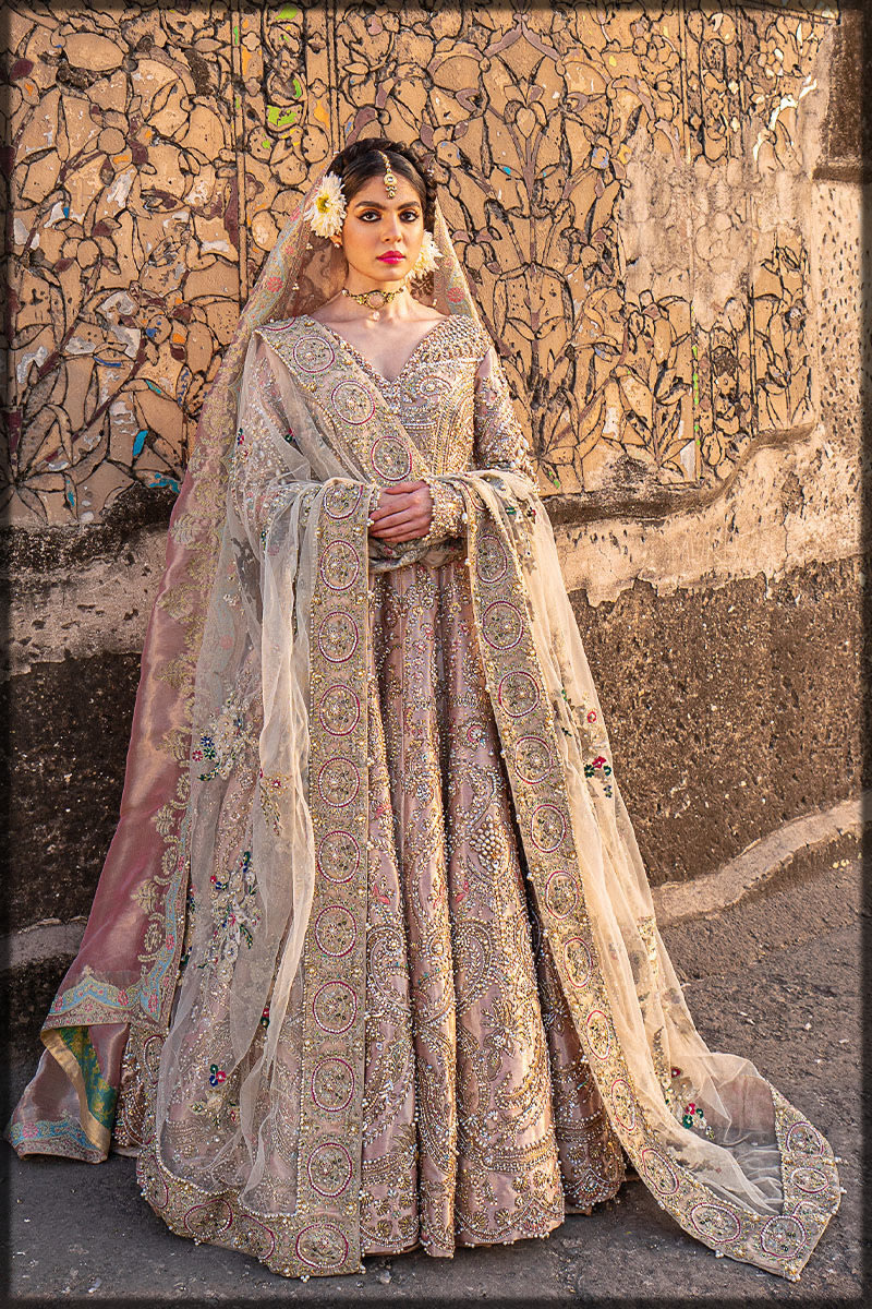 Rose Gold walima dress for bridals