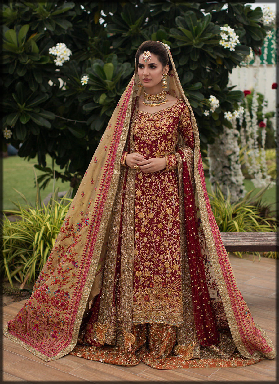 red and gold barat dress