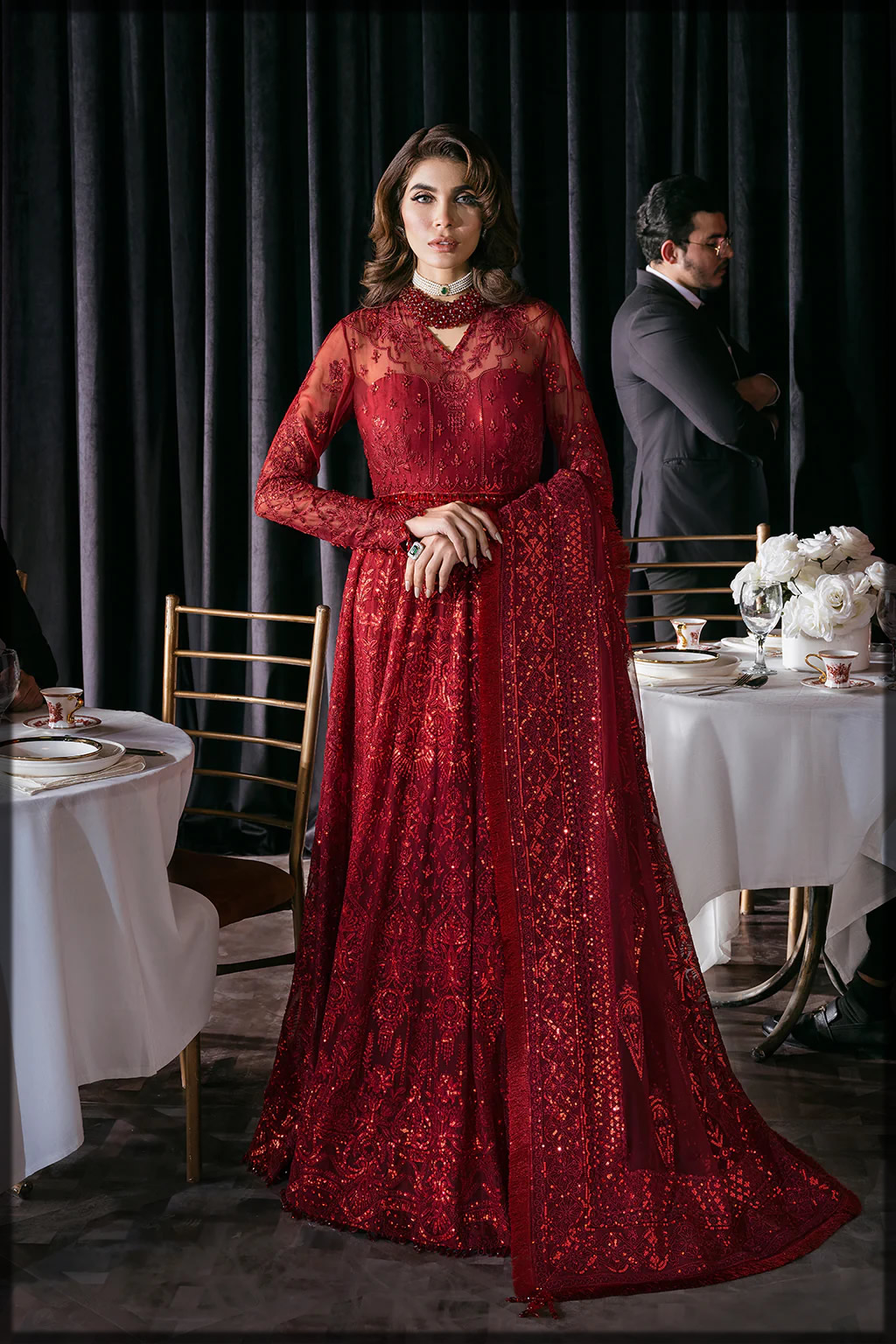Lavish red formal dress