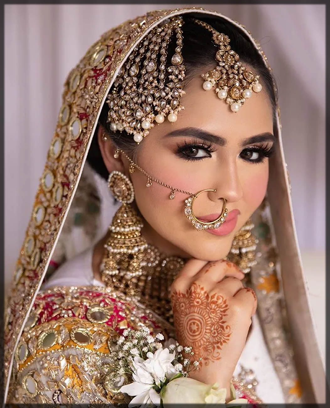 Buy Chinar Jewels Nathiya Bridal Nose Rings/Nath in Silver and Golden Color  5.0 cm in Diameter For Non Pierced Nose, Press Type Clip, Gold Plated with  Traditional Kundan Stones, With Pearl Chain.