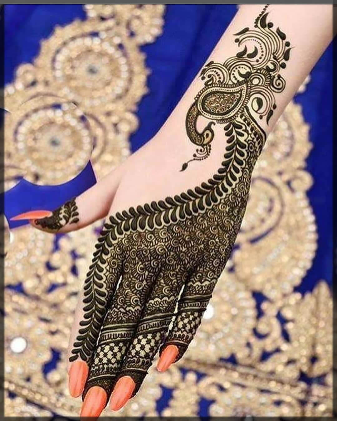 peacock mehndi designs for back hands