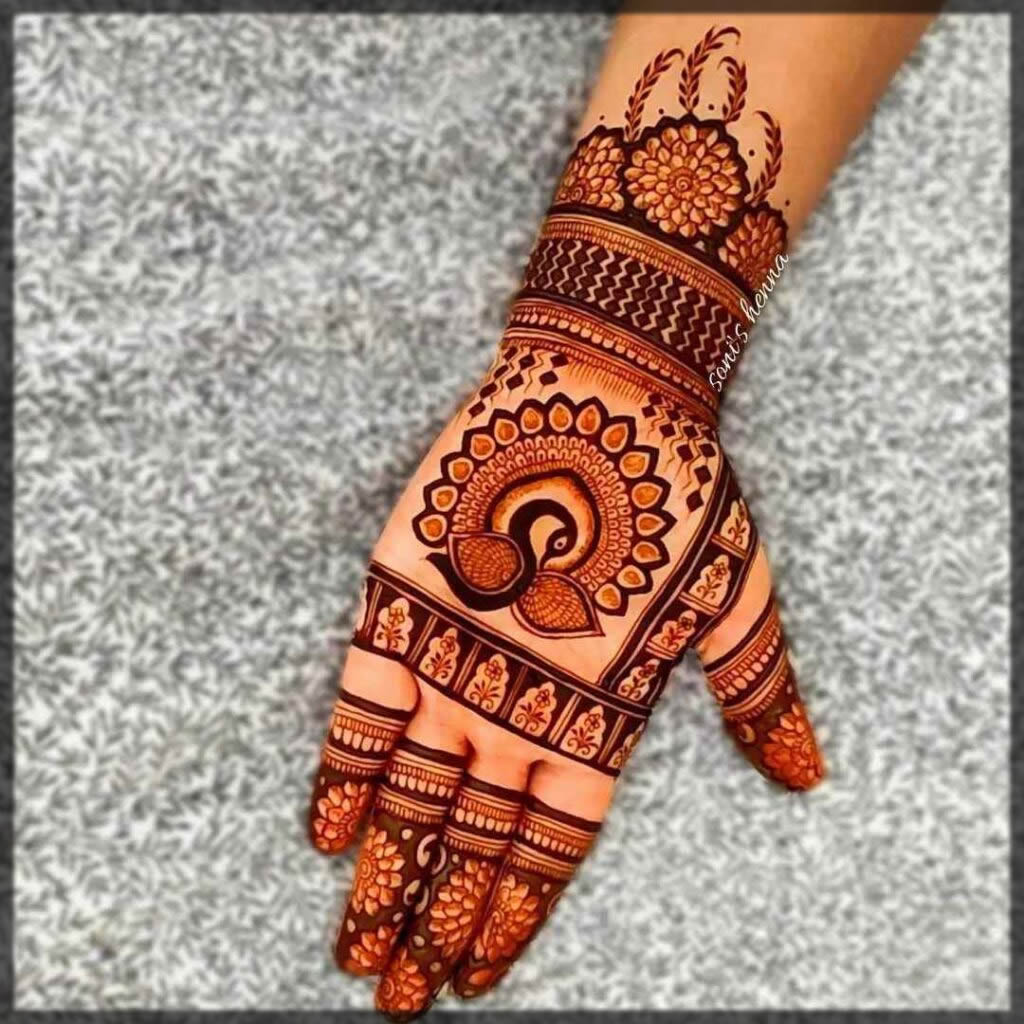 peacock mehndi designs for front hands