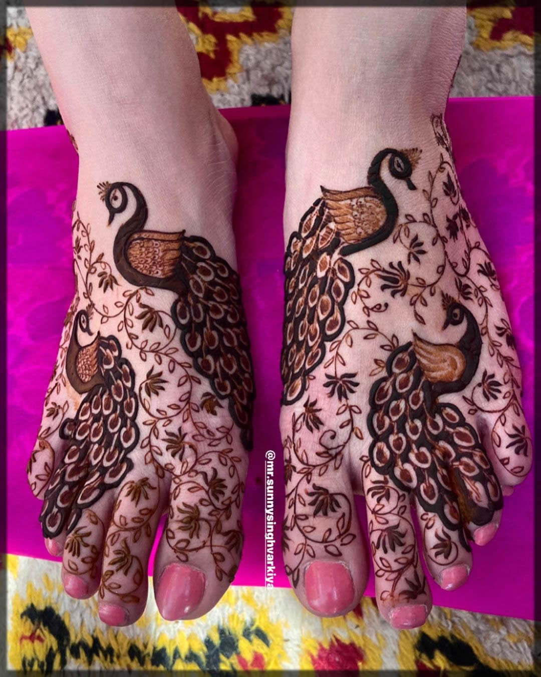 peacock mehendi for full feet