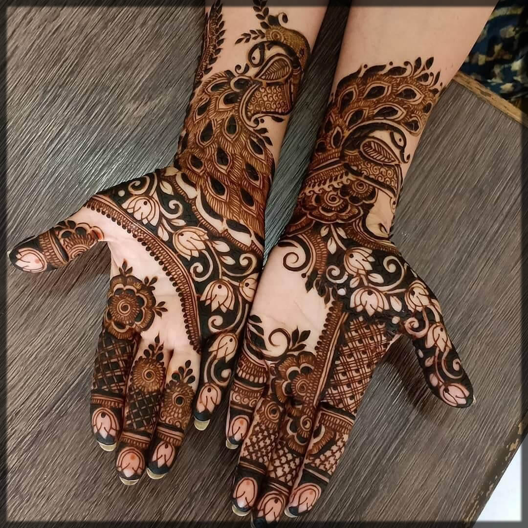 peacock mehndi designs for front hands