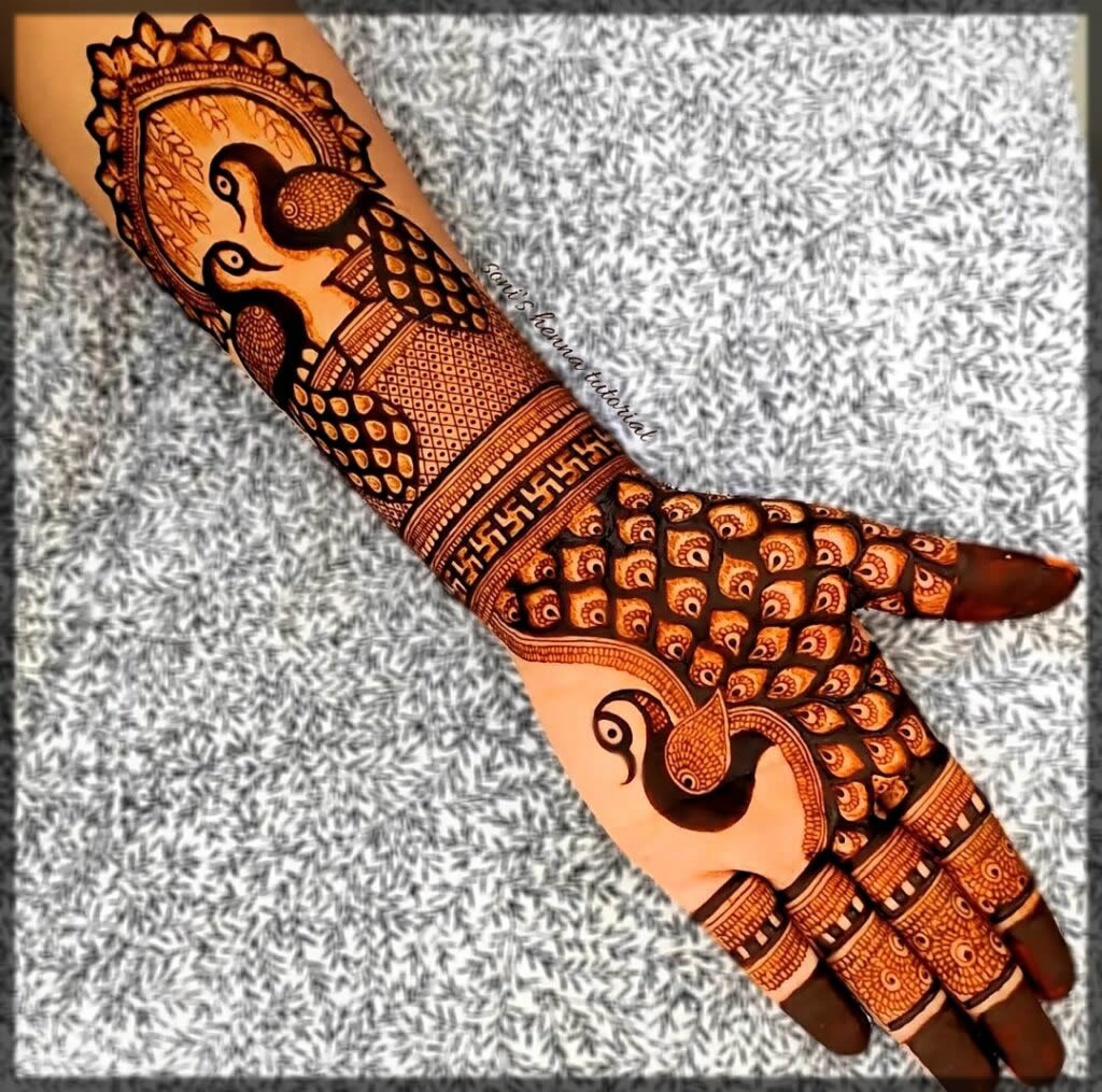 peacock mehndi designs for front hands